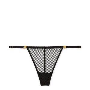 Victoria Secret Very Sexy Fishnet Rose Hip V-String Black Size M NWT